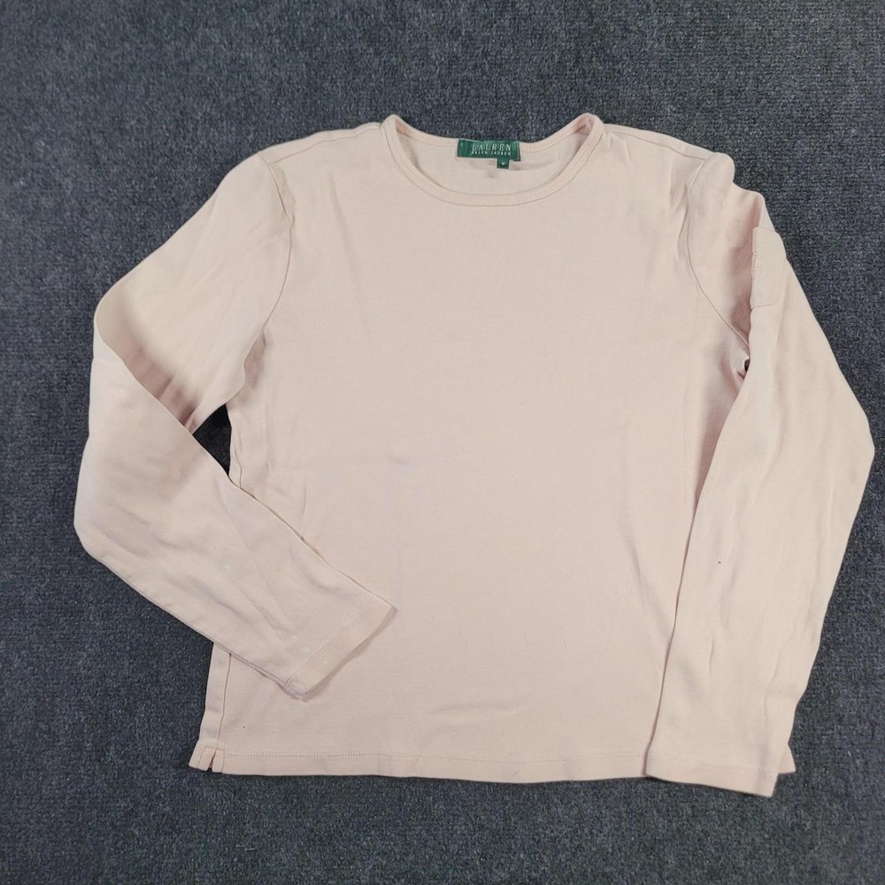 Lauren Ralph Lauren Pink Long Sleeve Ribbed Crewneck Top Womens Medium